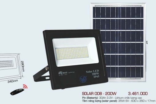 Đèn năng lượng mặt trời 200w Anfaco solar 008